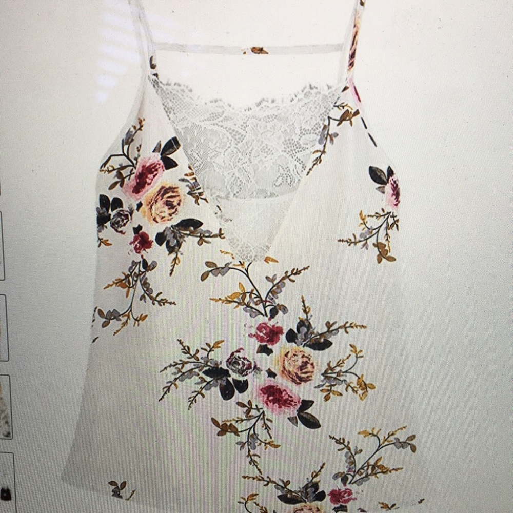 WHITE lace spaghetti strap, floral tank top